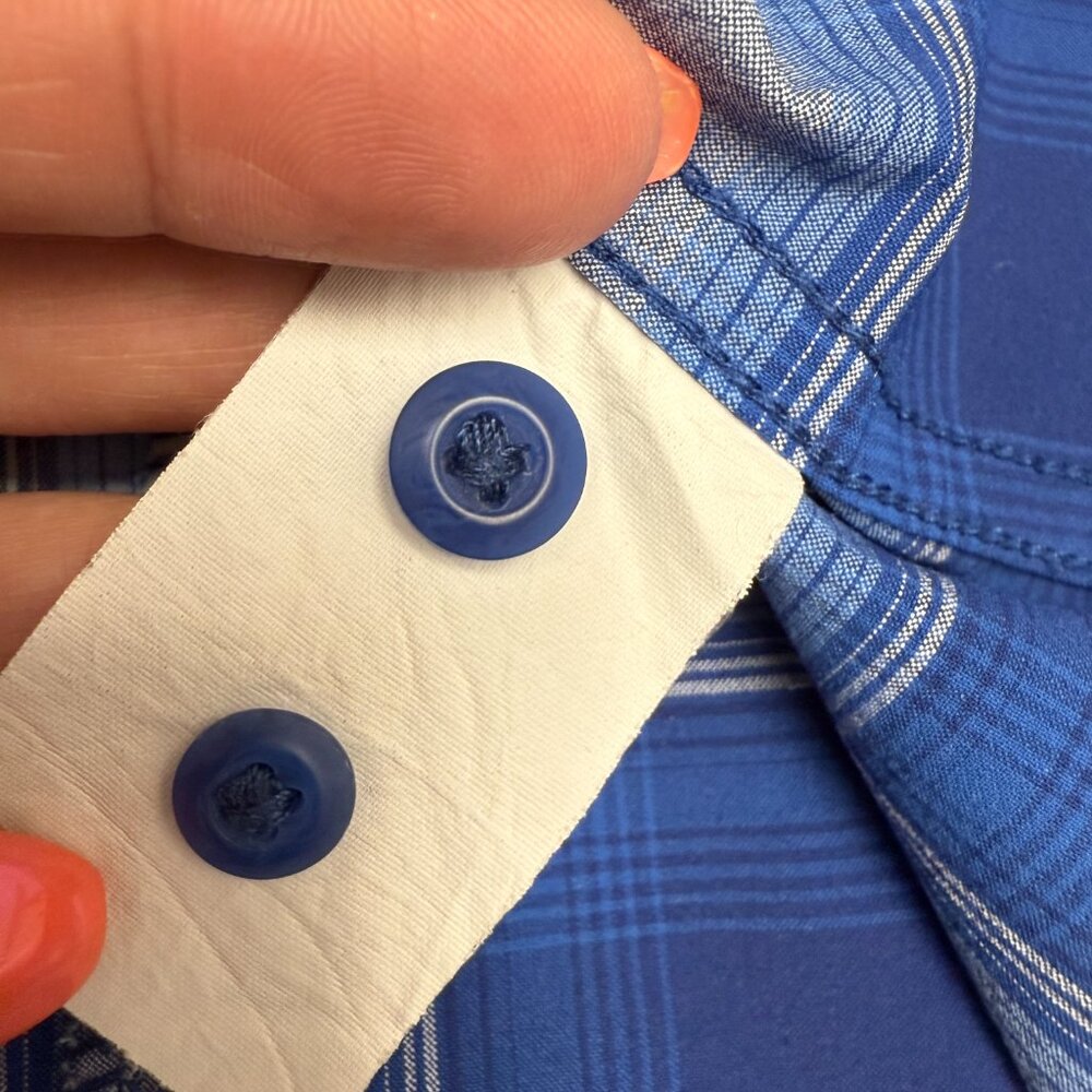 EUC Women's DULUTH TRADING CO. Sidewinder Plaid Gardening Shirt Blue | Size XL - Picture 7 of 10